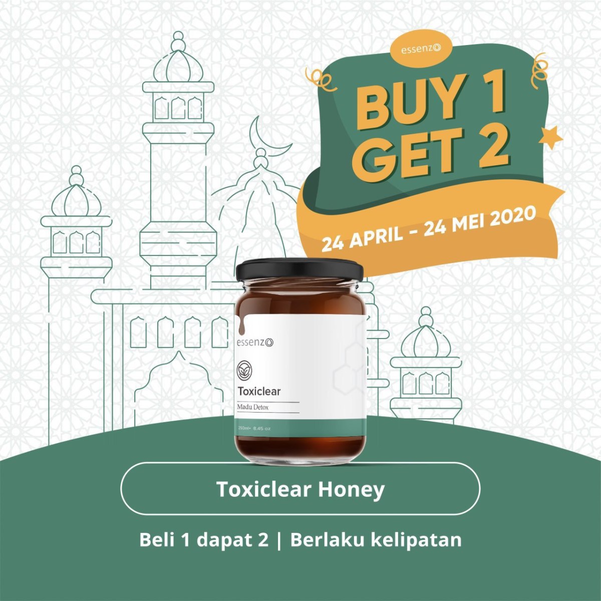 Paket Special Ramadhan Buy 1 Get 2 Essenzo Toxiclear Honey ( Madu Detox&nbsp;)