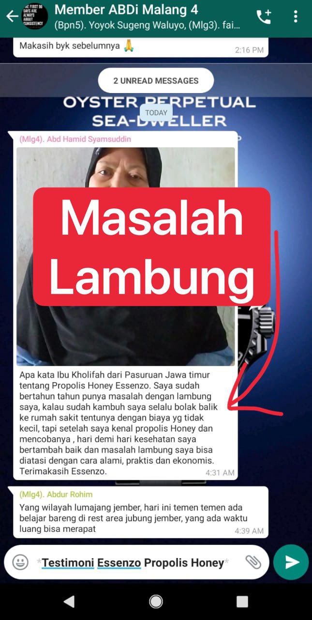 Testimoni Madu Propolis Essenzo mengatasi Masalah Lambung prostat kanker&nbsp;dll