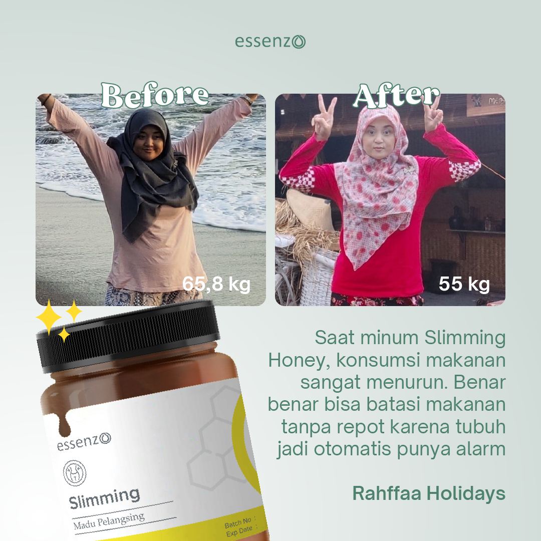Testimoni Essenzo Slimming Honey mulai dari turun berat badan, kolesterol, asam&nbsp;urat